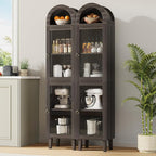 71" Tall Arched Cabinet with Acrylic Door, Modern Curio Arched Bookcase with - Image 6