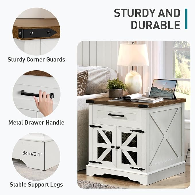 RALGEND White Farmhouse End Table Set of 2, Large End Table - Image 9