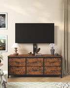 TV Stand with Mount, Fabric Dresser with 6 Drawers - Image 3