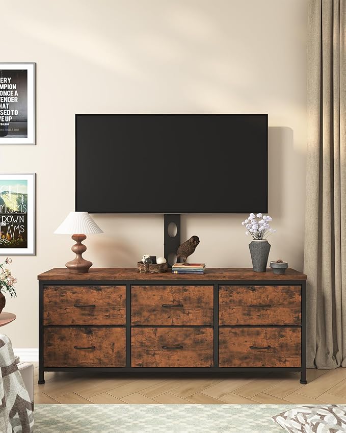 TV Stand with Mount, Fabric Dresser with 6 Drawers - Image 3