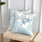 Nautical Coastal Beach Pillow Covers 16x16 Set of 2, Ocean Themed Seashell - Image 6