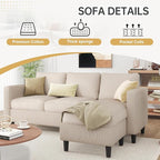 JAMFLY Couches for Living Room, 3-Seat Reversible Sectional Sofa - Image 6