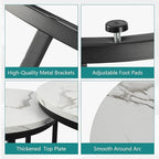 Smuxee White Nesting Coffee Table Set of 2, 23.6" Round Coffee Table Wood Grain - Image 4