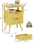 JOONEE Nightstand with Charging Station and LED Lights, Modern Bedside Table - Image 2