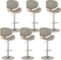 KCC Bar Stools Set of 6, Swivel Adjustable Height Barstools, PU Leather by KCC
