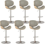 KCC Bar Stools Set of 6, Swivel Adjustable Height Barstools, PU Leather by KCC