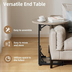 Elbourn Folding Side Table End Couch Tables, Metal Frame C-Shaped TV Stand - Image 5
