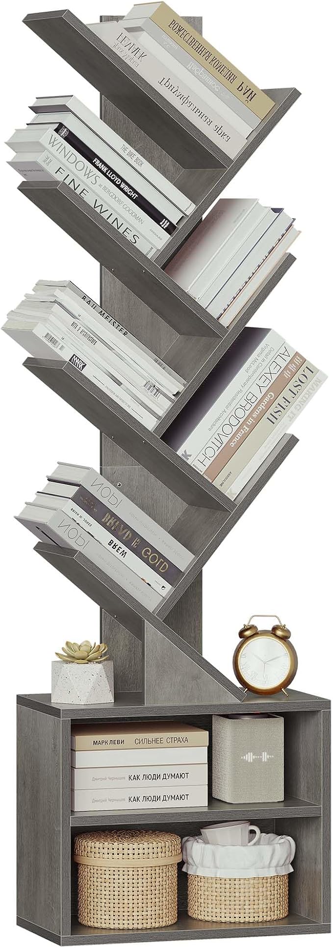 SUNMORY 6 Tier Tree Bookshelf, Tall Bookcase - Image 9