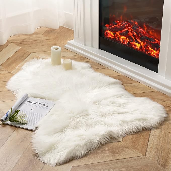 Ashler Faux Fur Rug, 2.3 x 3.3 Ft, Machine Washable | Fluffy Sheepskin Fur by AshlerHomeDeco