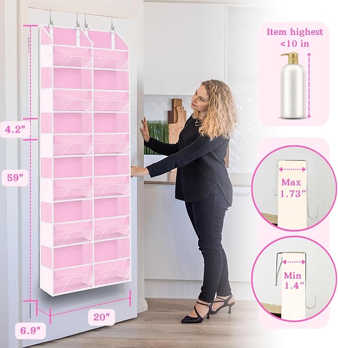 Over The Door Organizer 6 Tiers, Extra Large Behind Door Storage of 12 - Image 3