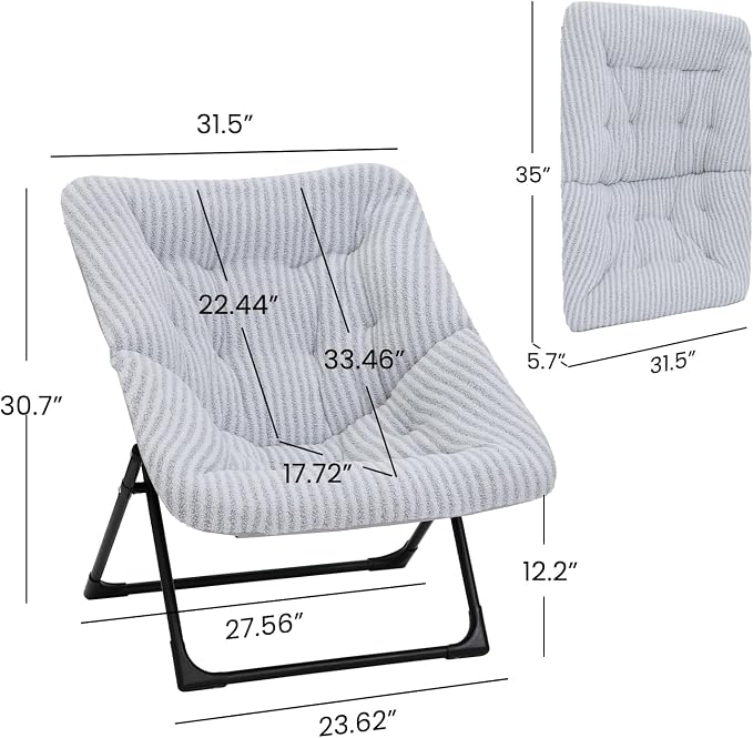 Comfy Saucer Chair for Adults, Soft Faux Fur Bedroom Chair, Accent Dorm Chairs - Image 3
