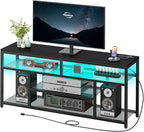 HOOBRO LED TV Stand with Charging Station, 4-Tier Entertainment Gaming Center - Image 8