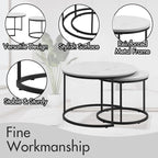 Homy Casa 27.6inch Round Coffee Table Set of 2, Modern Nesting Coffee Tables - Image 5
