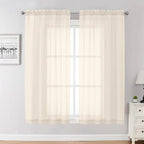 Chyhomenyc Cream Sheer Curtains 54 Inch Long 2 Panels by Chyhomenyc