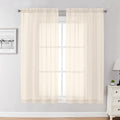 Chyhomenyc Cream Sheer Curtains 54 Inch Long 2 Panels, Short Voile Sheer Drapes by Chyhomenyc
