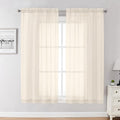 Chyhomenyc Cream Sheer Curtains 63 Inches Long 2 Panels Set | Light Filtering by Chyhomenyc