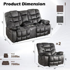 HAOMARKETS 3 Pieces Recliner Sofa Furniture Set, Include 2 Power Recliner Chairs - Image 2