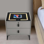 Smart Nightstand w/Fingerprint Lock Drawers, Smart Bedside Table w/USB Charging - Image 6