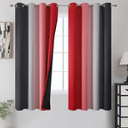 Red and Black Ombre Blackout Bedroom Curtains 63 Inch Long | Room Darkening by ESTELARTEXTILER
