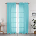 Aqua Sheer Curtains for Bedroom Living Room 72 Inches Long 2 Panels Set by OWENIE