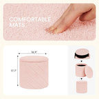PINPLUS Ottoman with Stroage Round Boucle Ottoman and Tray Sherpa Removable - Image 3