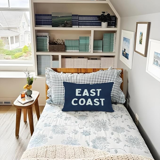 Coastal Throw Pillow Cover 12x20, Trendy Retro Dorm - Image 4