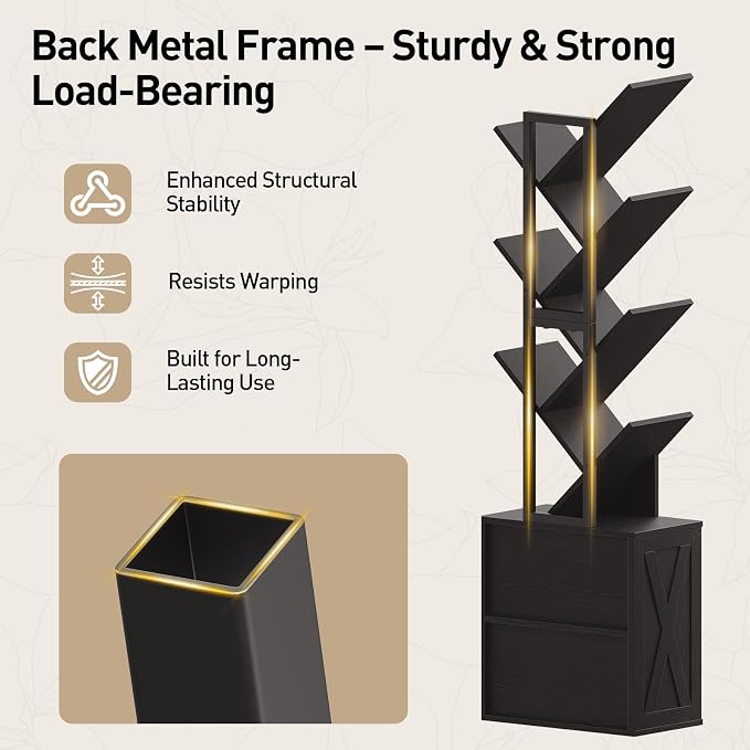 RALGEND Tree Bookshelf, 6 Tier Bookcase - Image 7