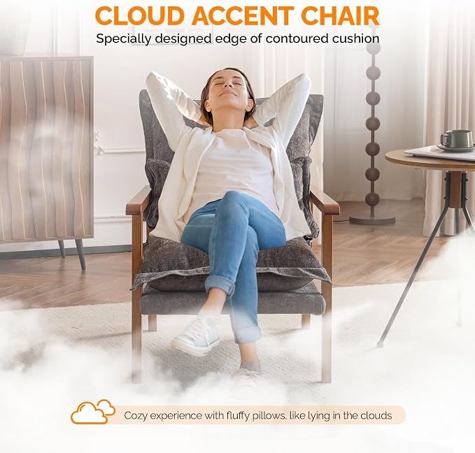 VINGLI Mid-Century Modern Cloud Accent Armchair - Image 4