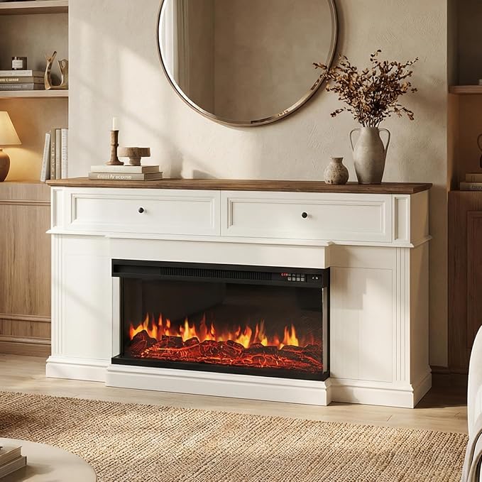 63" Farmhouse TV Stand with Fireplace - Image 7