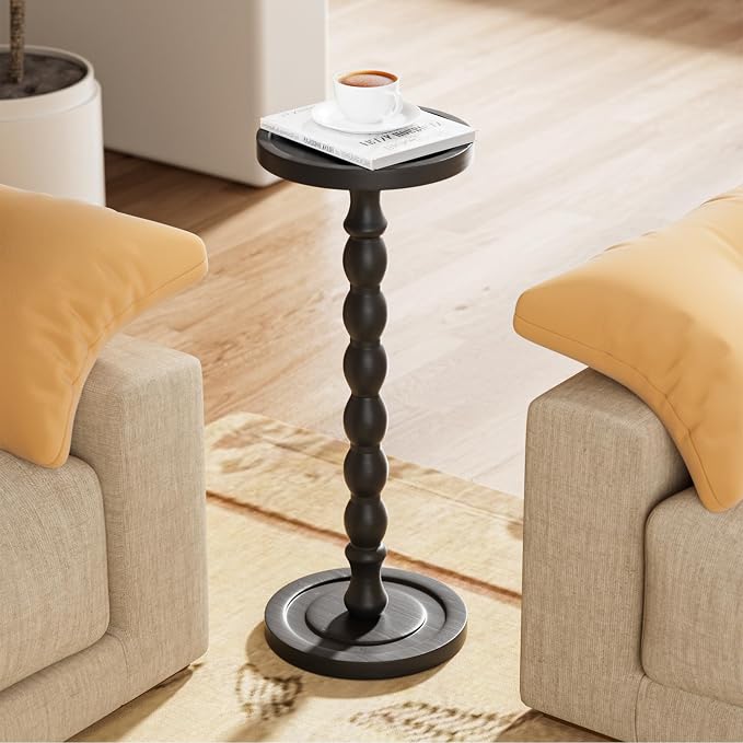 Rubber Wood‌ Small Side Table, Solid Wood‌ Round End Tables - Image 2
