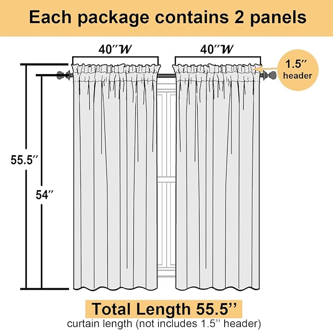 Turquoise Sheer Curtains 54 Inch Length 2 Panels, Light Filtering Voile Curtain - Image 4
