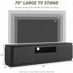 70" Fluted TV Stand for TVs Up to 80", Mid Century Modern Entertainment Center - Image 2