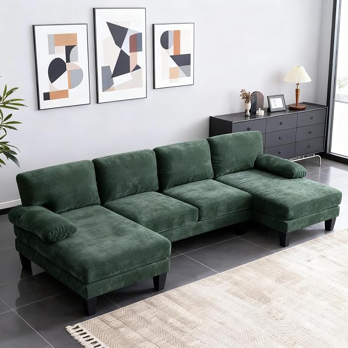 Karl home 111" Sectional Sofa U-Shaped 4-Seat Couch by Karlhome