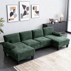 Karl home 111" Sectional Sofa U-Shaped 4-Seat Couch by Karlhome