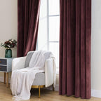 MIULEE Velvet Curtains 52x108 inches 2 Panels Ruby Wine Blackout Curtains | - Image 7