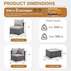 MOCHITO 7 Pieces Outdoor Patio Furniture Sets, All-Weather Sectional Sofa Dark - Image 5