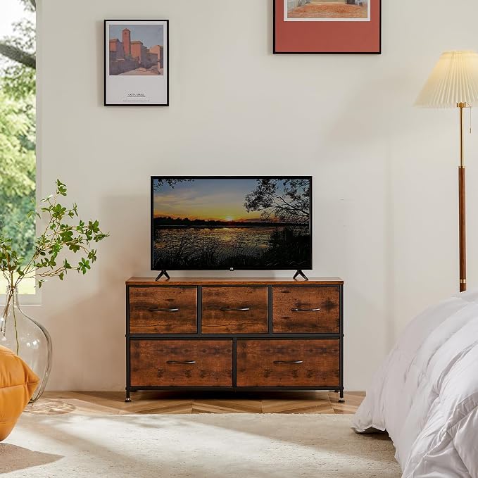 OLIXIS 5 Drawer Dresser for Bedroom, Wide Fabric Storage Tower - Image 5