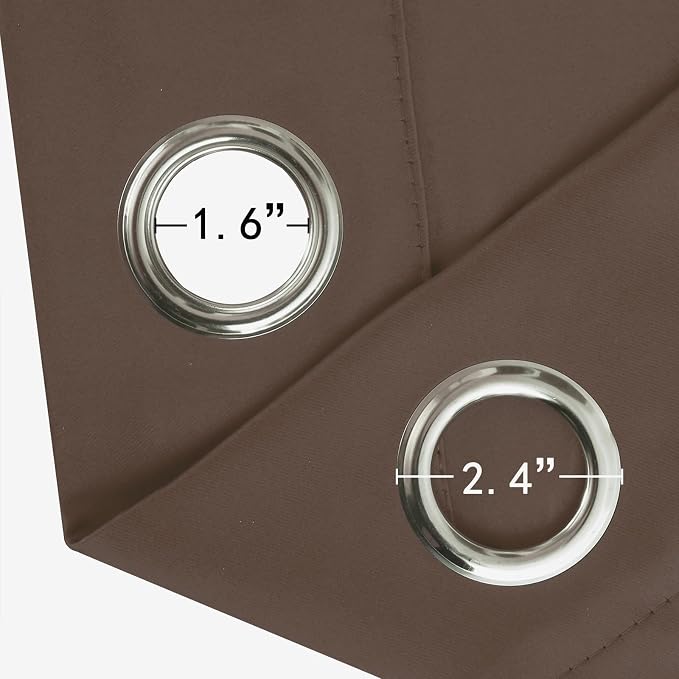 Blackout Curtains 52 x 90 Inch Long Chocolate Curtains Set of 2 Panels Room - Image 5