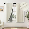 Short Blackout Curtains for Bedroom 45 Inch Length 2 Panels Faux Linen Cream by Pitalk