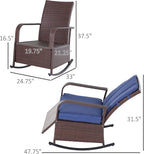Outsunny Wicker Outdoor Rocking Chair, Patio Recliner - Image 3