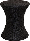 Household Essentials Hourglass Water Hyacinth & Iron Side Table, Stained Brown by HouseholdEssentials