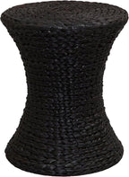 Household Essentials Hourglass Water Hyacinth & Iron Side Table, Stained Brown by HouseholdEssentials