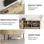 47''W Natural Storage Cabinet, Media Console, Tambour TV Stand; Sliding Door - Image 8