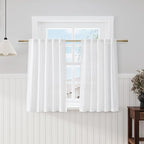 White Short Linen Curtains 40 Inch Length 2 Panels Back Tab Rod Pocket Semi by Nanspring