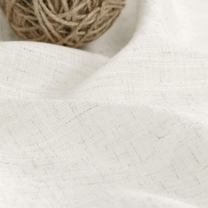 Cream Linen Curtains 134 Inches Long 2 Panels Set - Image 5