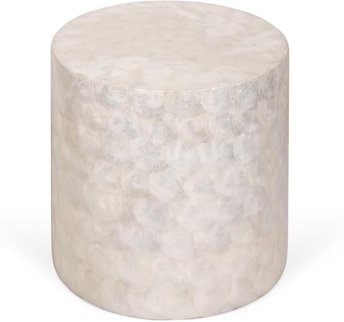 East at Main Capiz Shell Side Table – White Accent Table, Small Decorative by EastatMain