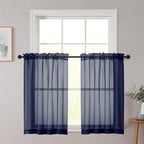 Cafe Curtains 36 Inch Length Tier 2 Pieces, Modern Soft Airy Sheer Kitchen by WelvetBLK