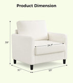 Welzona Sofa Accent Chair, Tool-Free Setup Living Room Accent Chairs, Comfy Arm - Image 2
