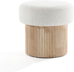 LuxenHome Storage Ottoman, 15.5"W x 15.5"H Modern Upholstered Padded Ivory - Image 8