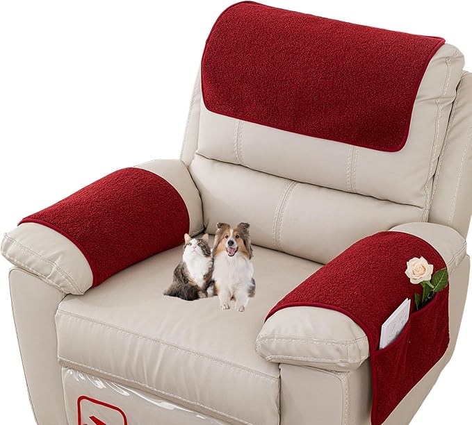 Armrest Covers - Arm Chair Covers Set of 3 Recliner Chair Covers, by Obliqwin